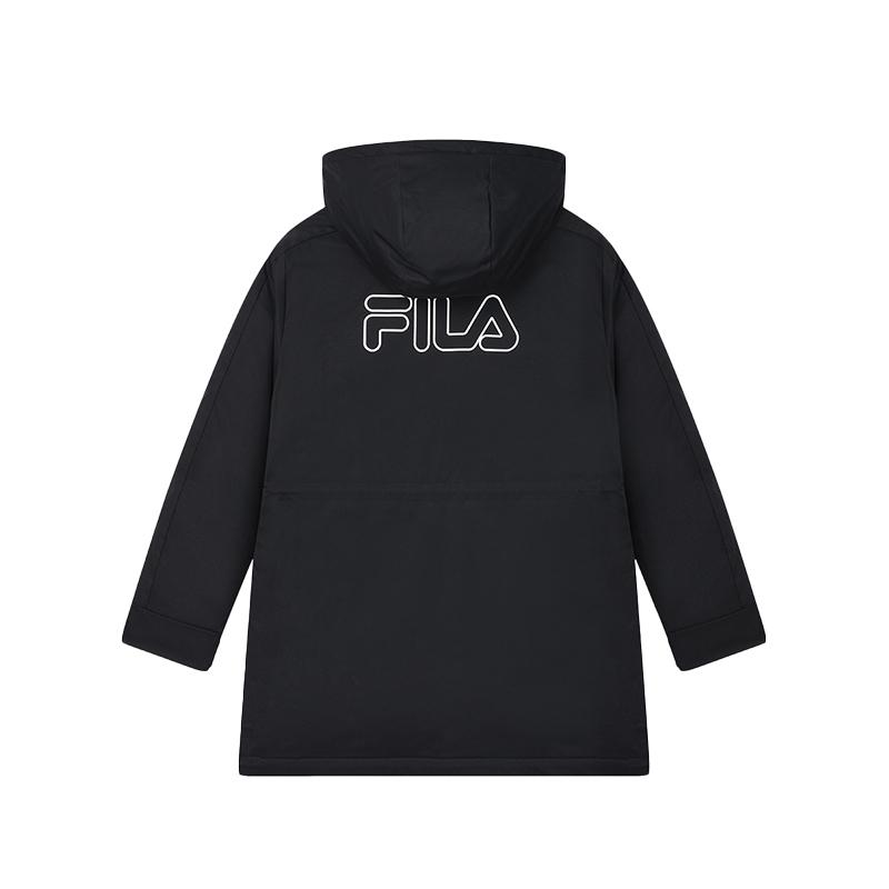 Fila Оригинальная теплая универсальная парка средней длины с капюшоном, пуховик, женская верхняя одежда, черный F11W449911FBK