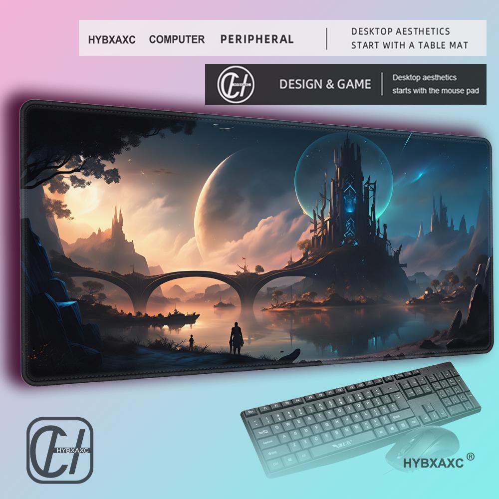 HYBXAXC Темный Фэнтезийный Замок Игровой Коврик для Мыши Толстый Нескользящий Заблокированный Край Расширенный Настольный Коврик для Офиса Игры