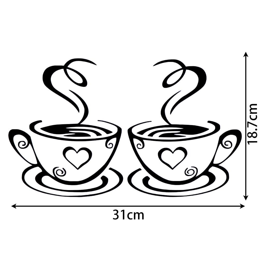 Mural Decal Kitchen Restaurant Wall Decor Art Vinyl Cafe Tea Wall Stickers Coffee Cups Stickers