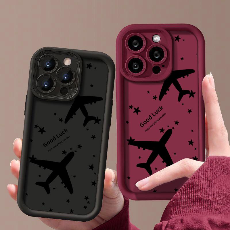 Противоударный Роскошный Силиконовый Чехол с Рисунком Самолета Для iPhone 16 15 14 Pro Max 11 12 13 Pro 16E XR 15 16 Plus Мягкий TPU Чехол для Телефона