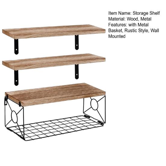 Настенная плавающая полка для ванной комнаты с металлическим ящиком, полка в деревенском стиле, деревянная, настенное крепление над унитазом, органайзер-стойка для хранения в домашнем офисе, гостиной