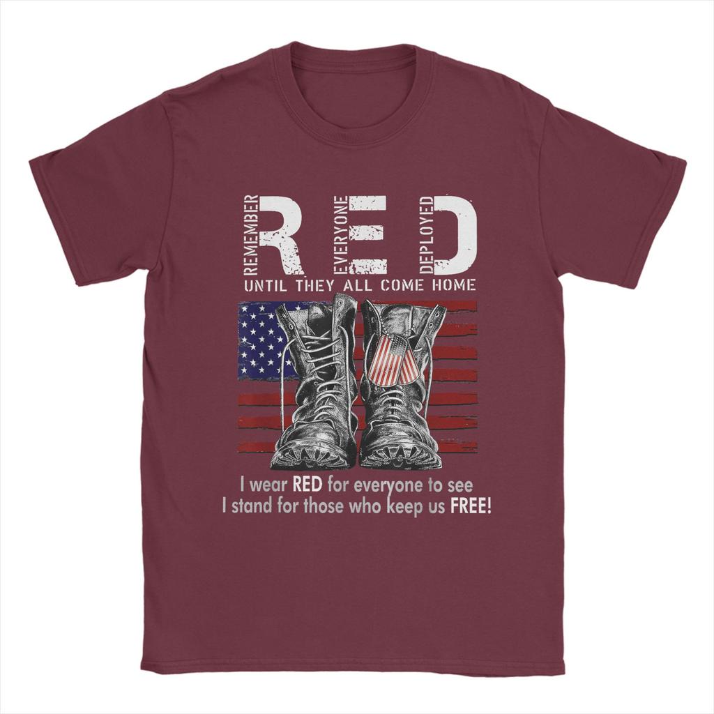 On Friday We Wear Red Military RED Friday Military Remember Everyone Deployed TShirt Unisex Tee Shirt Crewneck Short Sleeve