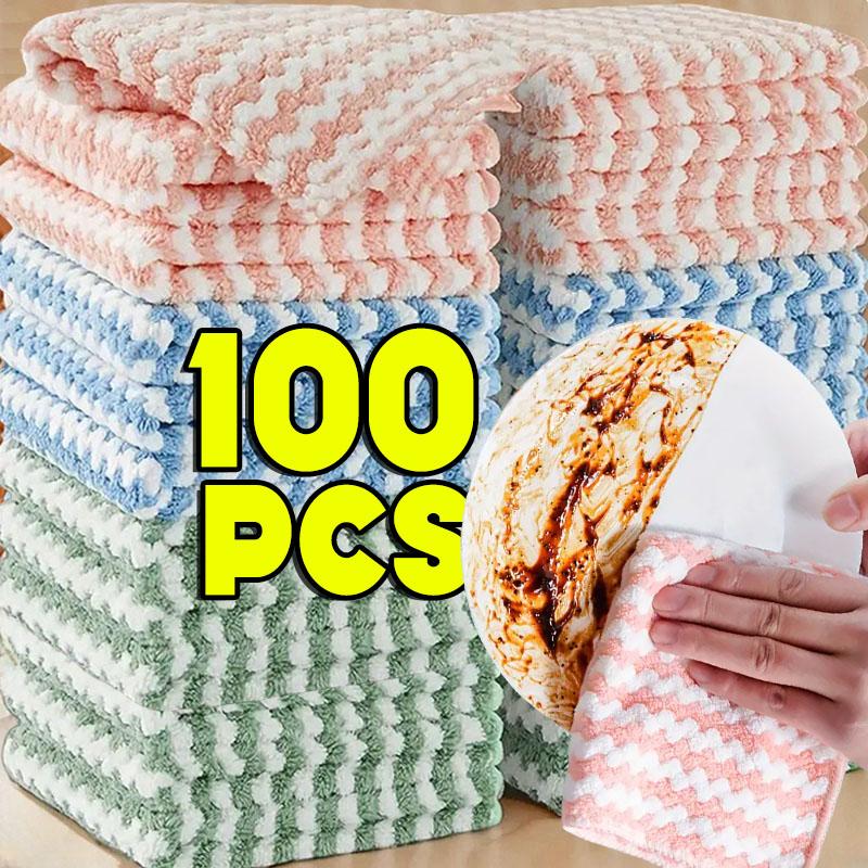 10-100 шт. Супервпитывающие кухонные тряпки из кораллового флиса, Толстые тряпки для мытья посуды, Тряпки для кухни, Полотенце для протирки стекол и окон