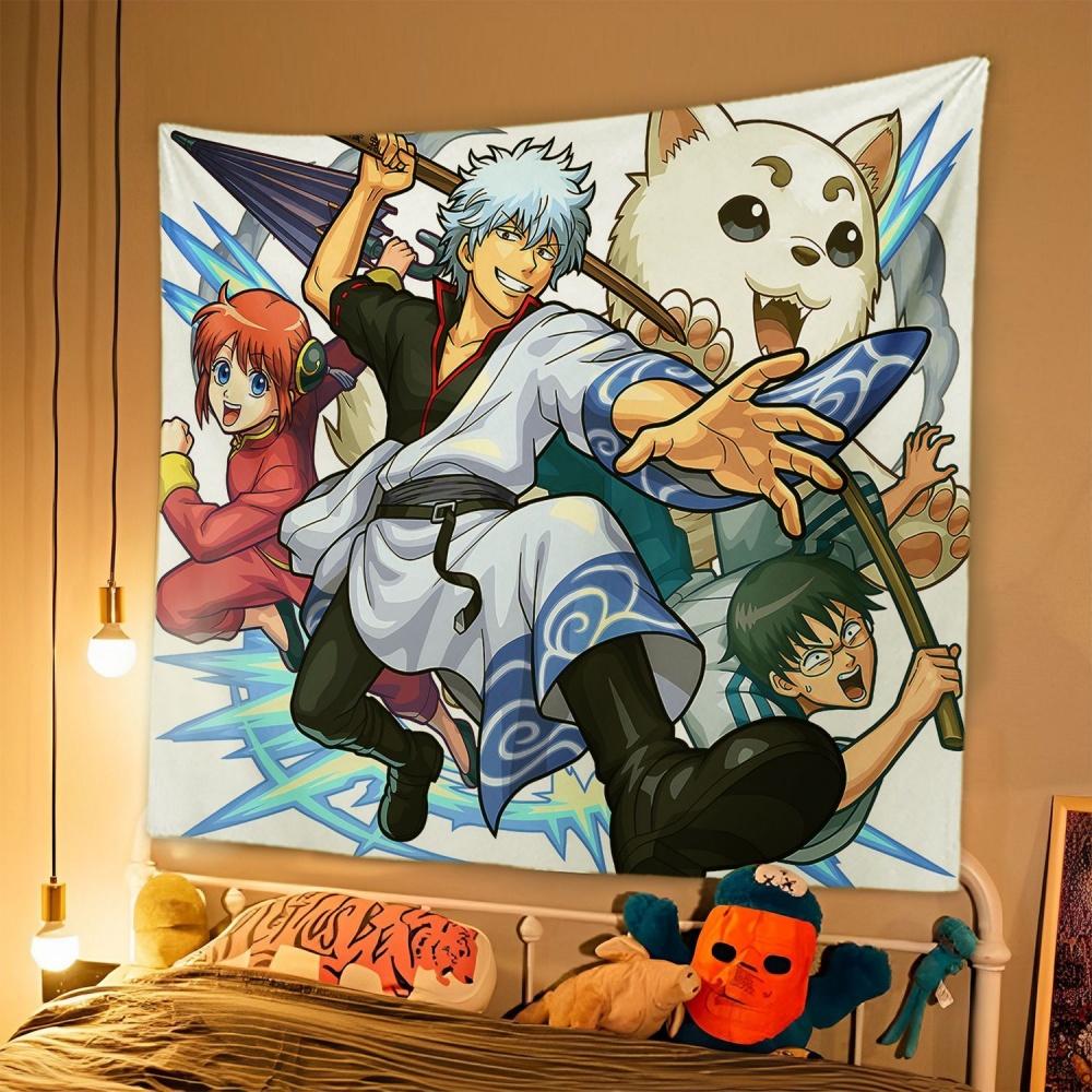 1pc Japanese Anime Tapestry GINTAMA Background Cloth Student Dormitory Bedside Bedroom Decoration Hanging Rental House  Tapestry