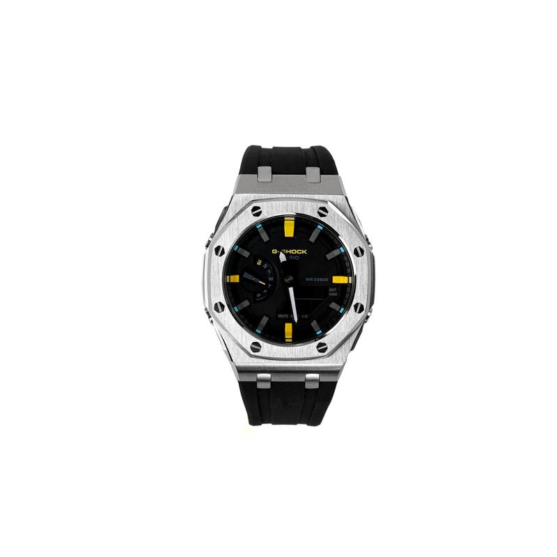 CASIO Customized watch modified series waterproof electronic movement rubber Steel Strap men and women same style black GA-2100FR-3A