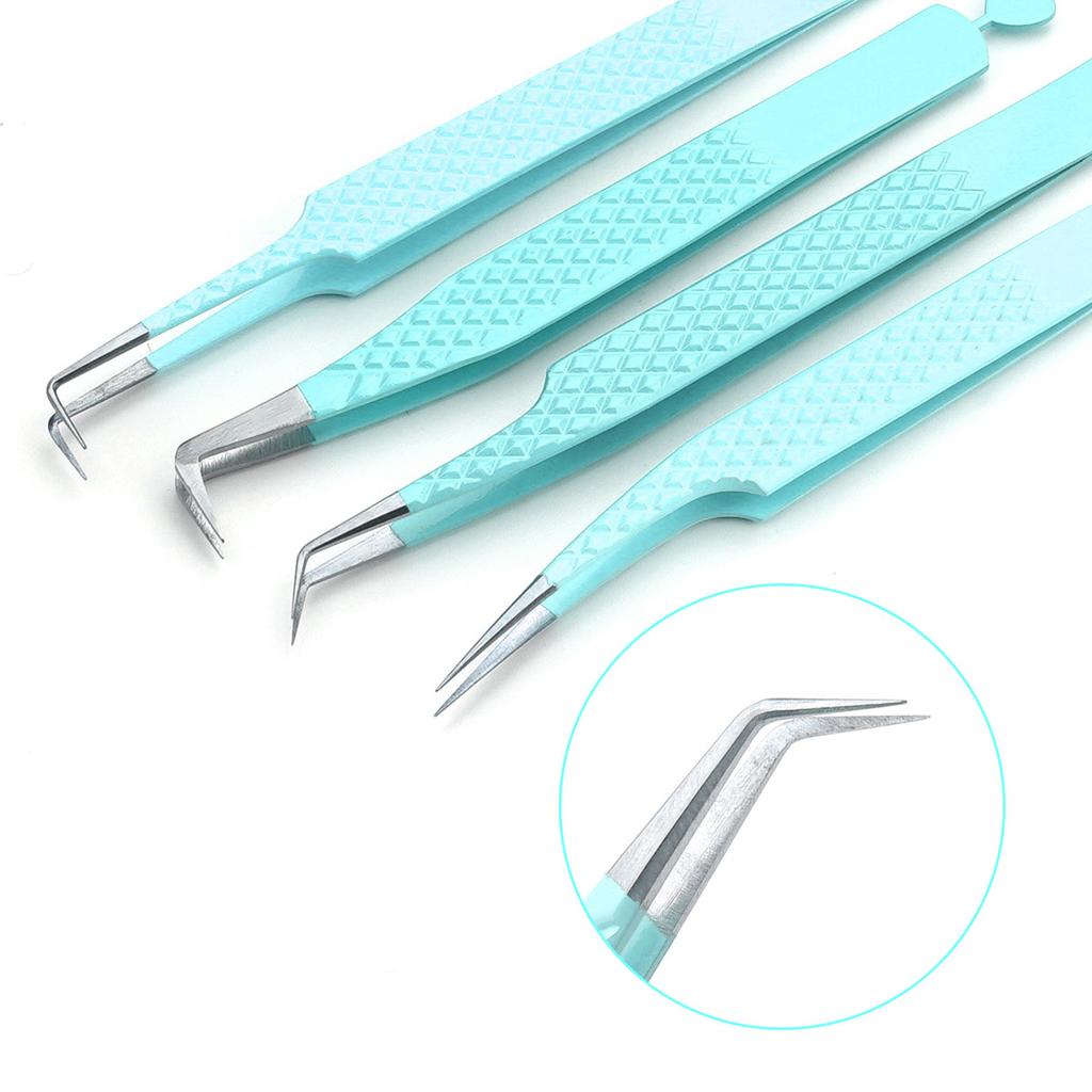 Lash Tweezers, Stainless Steel Fiber Tip Tweezers Set, Eyelash Extension Tweezers With Charm, Custom Logo EyeLashes Tweezers