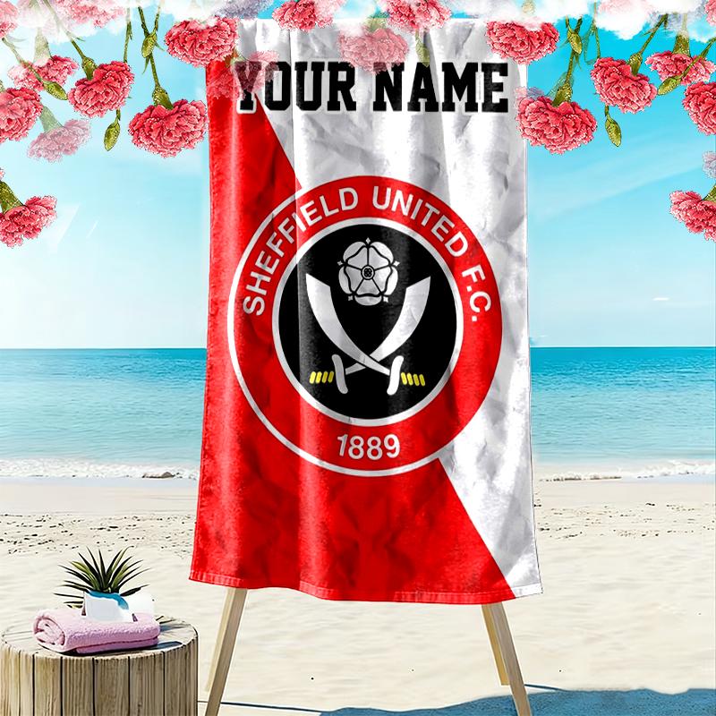 Custom Name Sheffield Fc Print Beach Towel, Large Soft Quick Dry Towel for Beach Camping Swimming