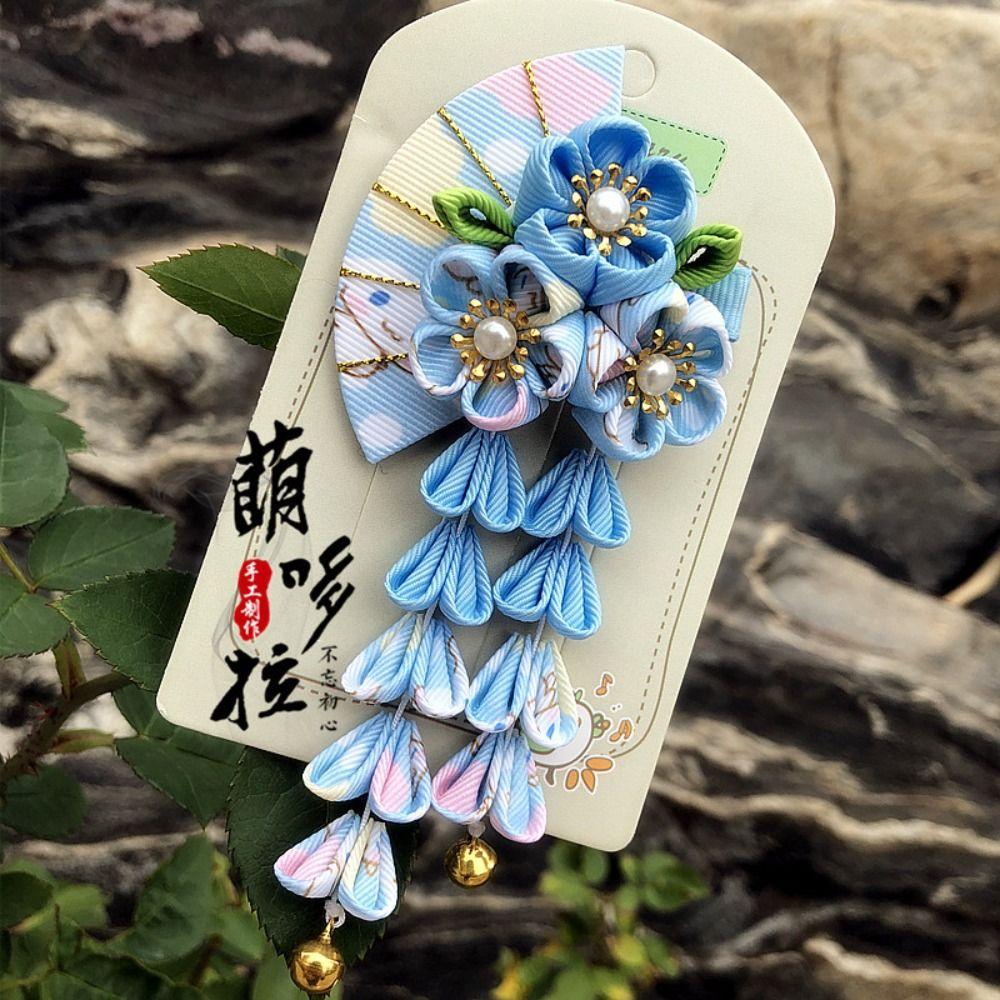 Японский стиль, японское кимоно, головной убор, заколка с цветочной кисточкой, милые аксессуары для волос