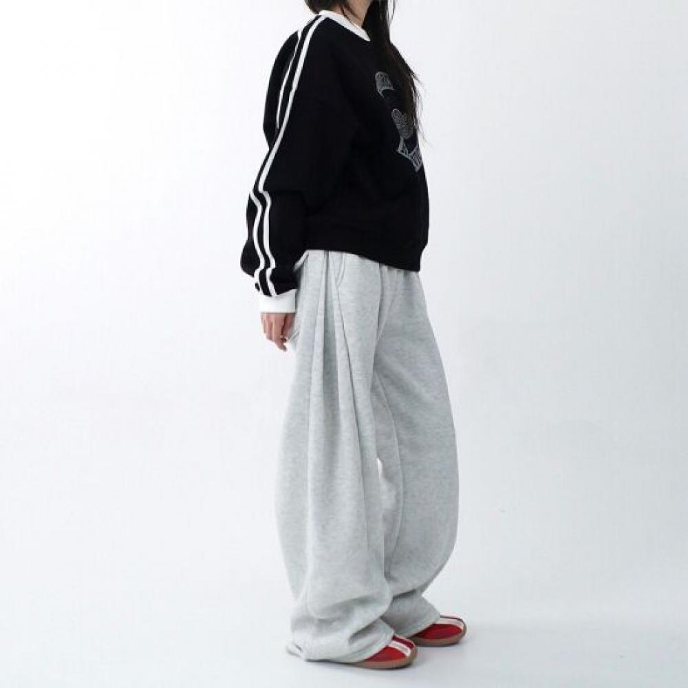 Onl Women Fleece Pocket Banding Wide Pants Training Pants