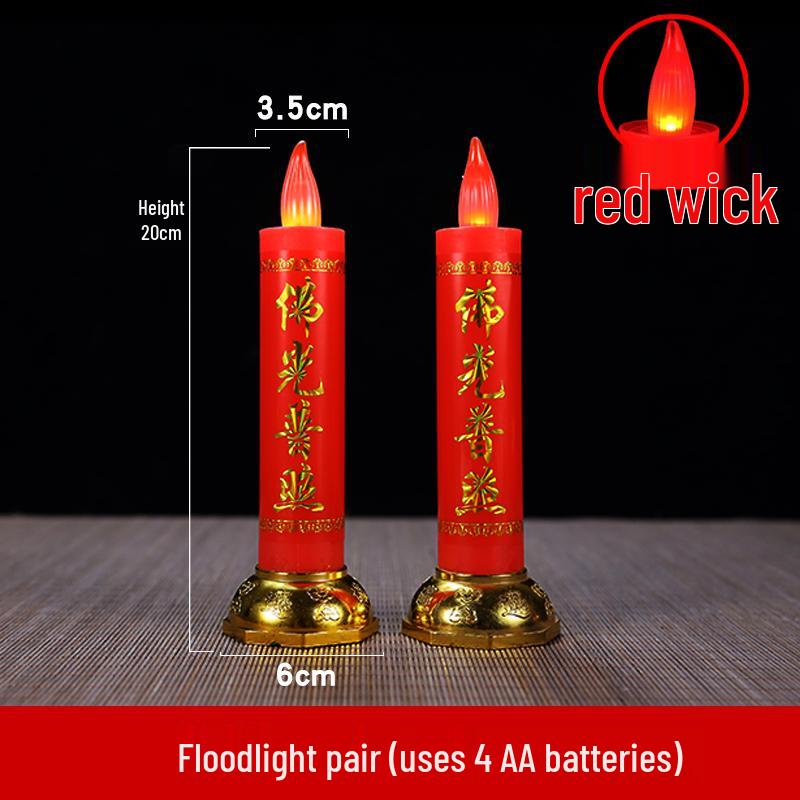 Red LED Battery-Operated Candle for Buddha Offering and God of Wealth Ornament