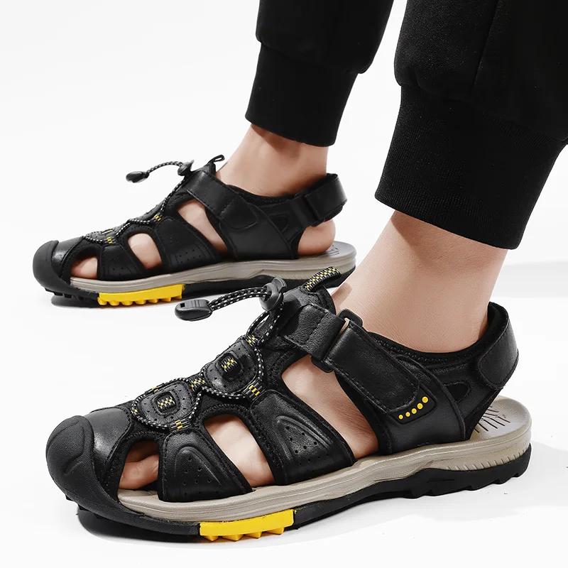 Fashion Summer Men's Sandals Genuine Leather Beach Roman Sandals Comfortable Men Outdoor Sneakers Male Shoes Botas Para Hombre Zapatos