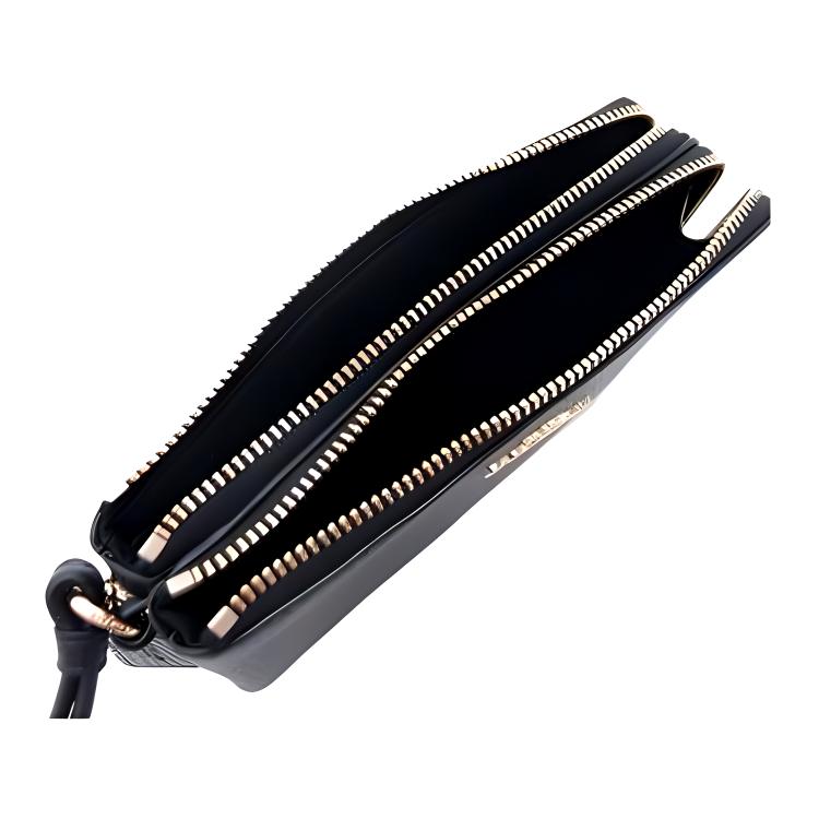 Coach Corner Zip 10 Metal Logo Leather Clutch Small Women Clutch Black 87590-IMBLK