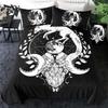 Moon Child Black Cold Art Moon Fox Duvet Cover Set Moon and Stars Bedding Set Black and White Fox Comforter Cover for Girl Boy