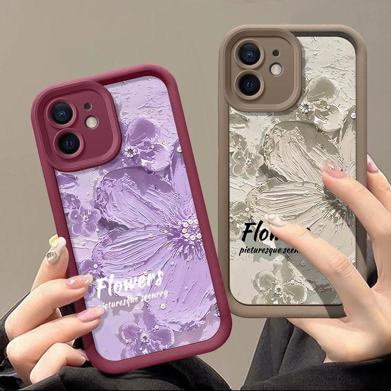 Мягкий чехол из ТПУ с рельефным цветком для iPhone 16 15 Pro Max 14 Plus 13 12 11 Pro Max Xr X Xs 7 8 Plus, противоударный защитный чехол для линз цвета конфет