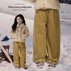 NAIYOUKIDS Зимние вельветовые прямые брюки на флисовой подкладке для девочек