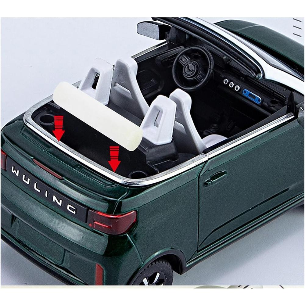 Масштаб 1/24 WuLing MINI EV, имитация украшения автомобиля, литой грузовик из сплава, статическое электричество может открыть дверь, игрушечный автомобиль, подарок для взрослых для любителей коллекции