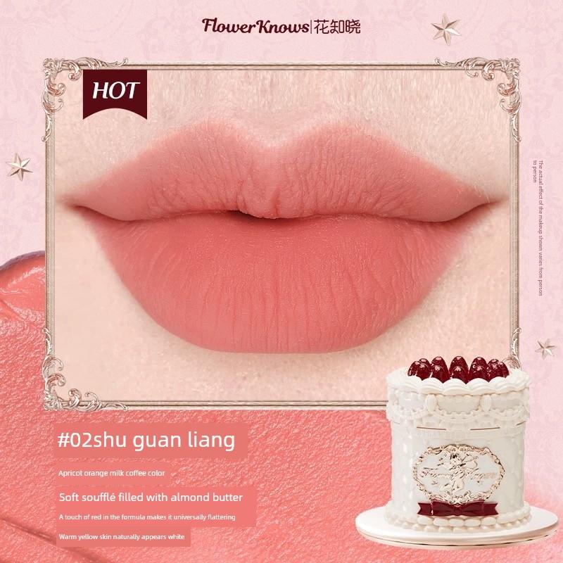 Floral Whisper Strawberry Cupid Cake Lip Cream Lip Mud Matte Velvet V02 Soufflé Full Size 5ml Atmosphere