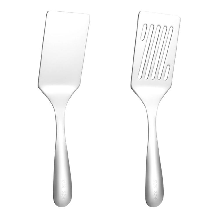 Small Stainless Steel Barbecue Turner Set, 2 Piece Metal Cooking Spatulas for Grill and Stovetop Use, Smooth Turner Tool for Steak, Fish, Vegetable