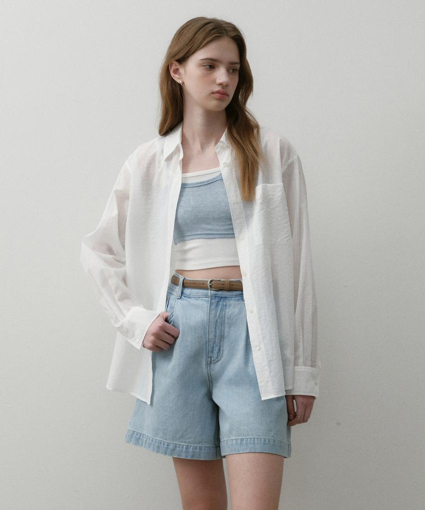 OSTKAKA Summer Loose Fit Back Slit Shirt Ivory