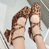 Fashion Retro Leopard Print Square Toe Thick Heels 2025 Summer Elegant Women's Shoes Female Mary Jane Dress Pumps Luxury Shoes