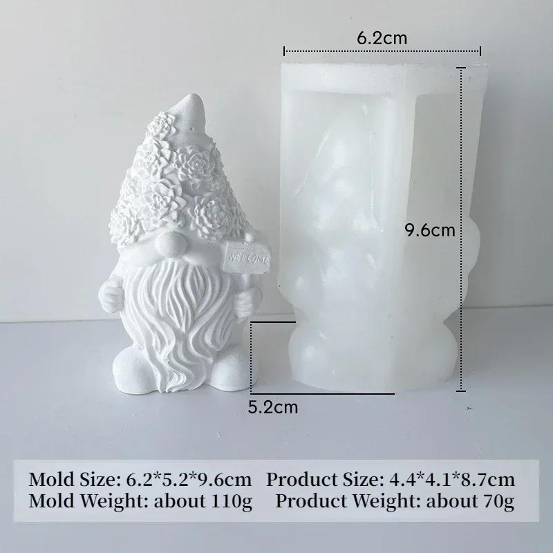 Santa Claus Aromatherapy Candle Silicone Mold Faceless Dwarf Gypsum Decoration Cement Mold DIY Candle Making Mold Christmas Gift