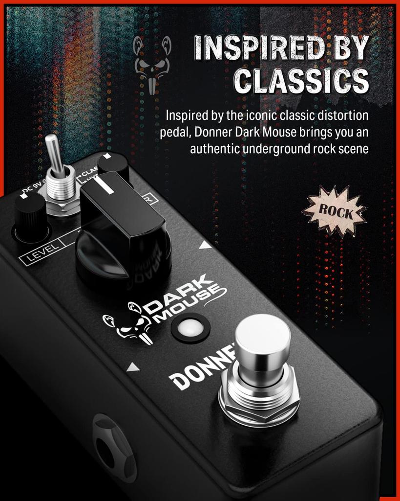 Donner Dark Mouse Distortion Guitar Effect Pedal Analog