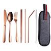 Portable 304 Stainless Steel Korean Knife, Fork, Spoon, Chopsticks and Straw Tableware Set for Travel - Folding Tableware