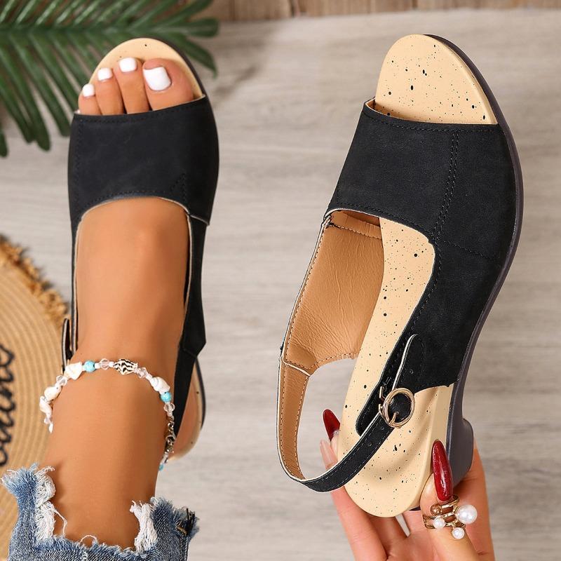 Сандалии женские пляжные на толстом каблуке с одной пряжкой на высоком каблуке женские сандалии