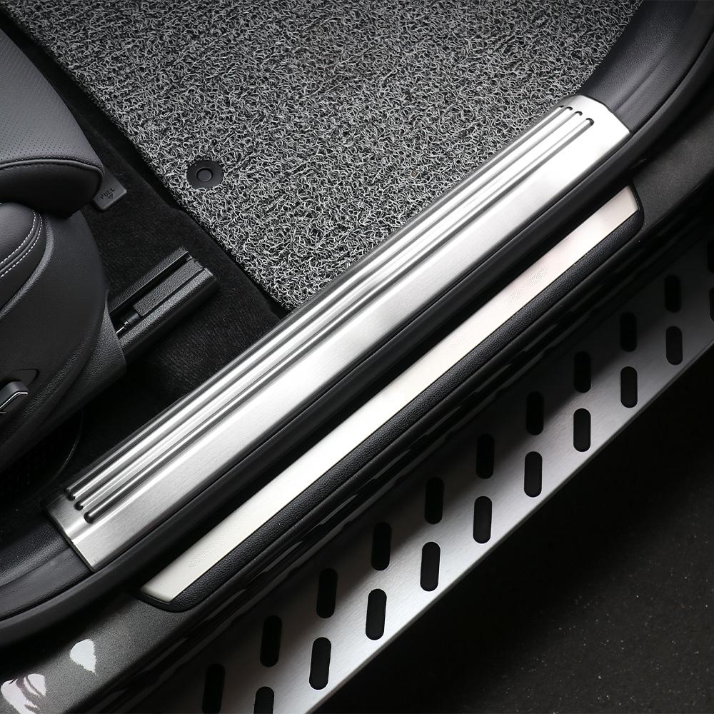 For Genesis GV70 2022 2023 2024 Car Interior Door Sill Protective Pad Cover Guards Front Rear Door Welcome Pedal Threshold Strip