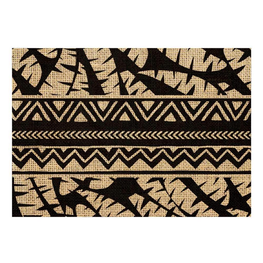 Les Trésors De Lily [Q4130] - Black Beige 'Boho' Burlap Placemat - 42x30 Cm