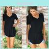Стильная женская футболка с коротким рукавом, V-образным вырезом и свободным подолом для повседневной носки в летние дни