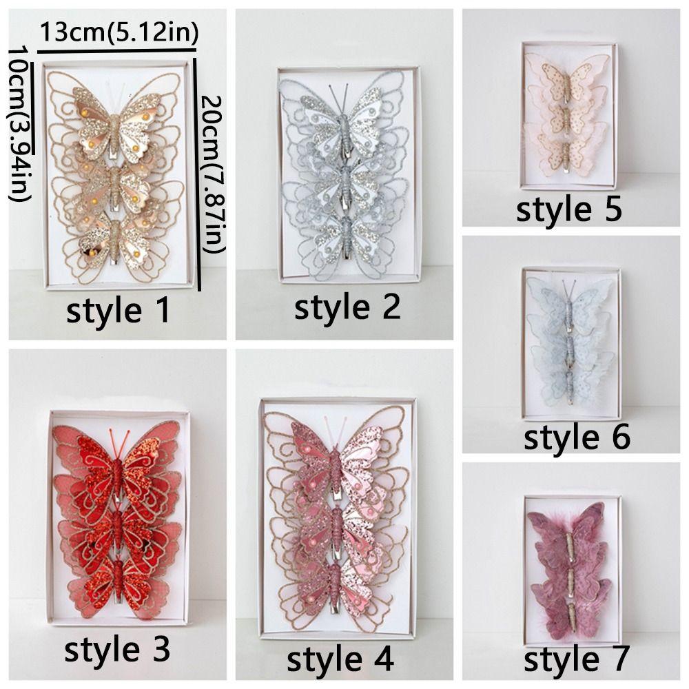 Glitter Christmas Butterfly Pendant Sequins Butterfly Tree Decoration Christmas Tree
