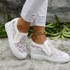 Модная женская обувь 2024 года, модная летняя повседневная белая обувь, ажурная кружевная парусиновая ажурная дышащая толстая подошва, женская спортивная обувь