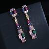 Silver High Definition Contrast Fashion Earrings Super Flash Zircon Earrings Colorful Tourmaline Long Earrings Party Gift