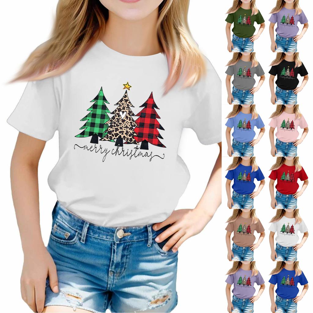 Christmas Day Toddler Girl Boy T-Shirts Kids Top Boys And Girls Printed Short Sleeved T-shirt