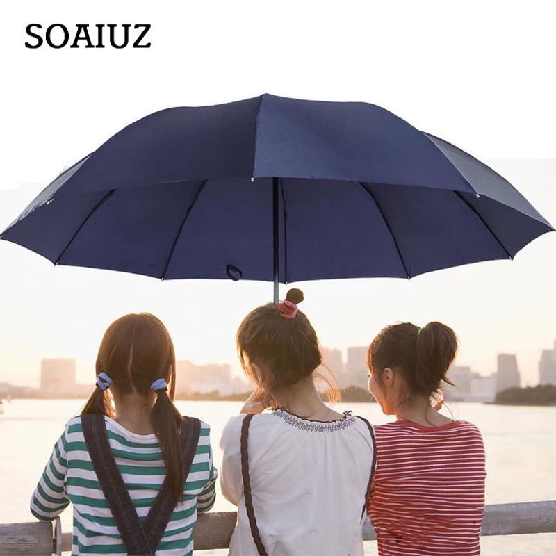 Big Umbrella Men Rain Woman Windproof Large Paraguas Man Women Sun 3 Floding Outdoor Raingear