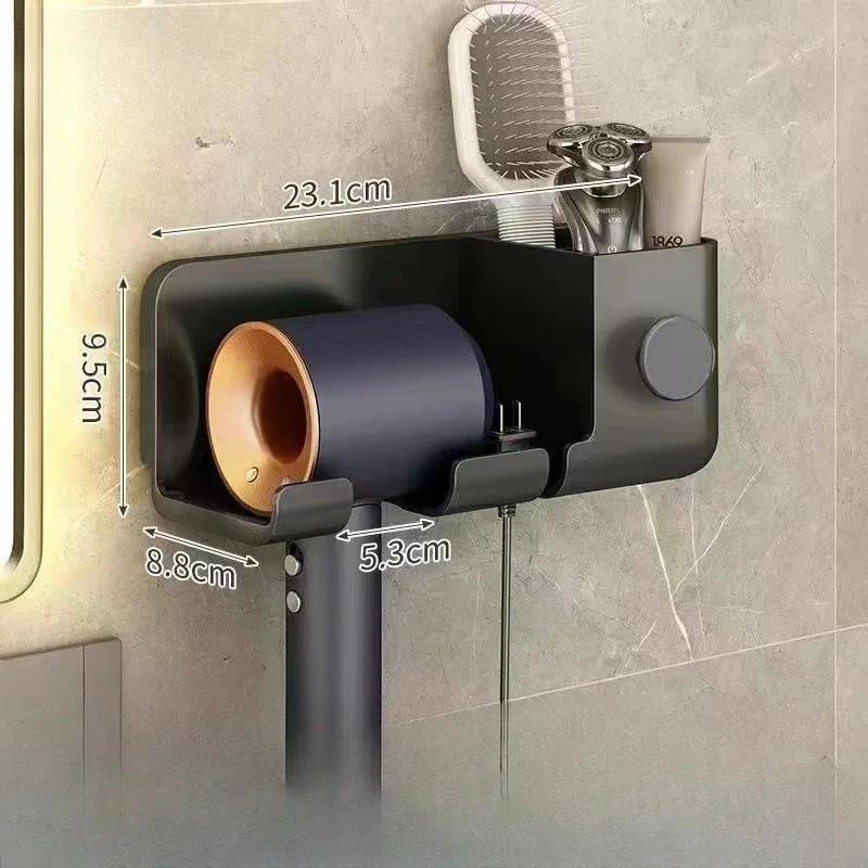 Новый держатель для фена, подставка для выпрямителя волос, полки без гвоздей для настенной комнаты, полка для хранения вещей в ванной комнате, аксессуары для ванной комнаты