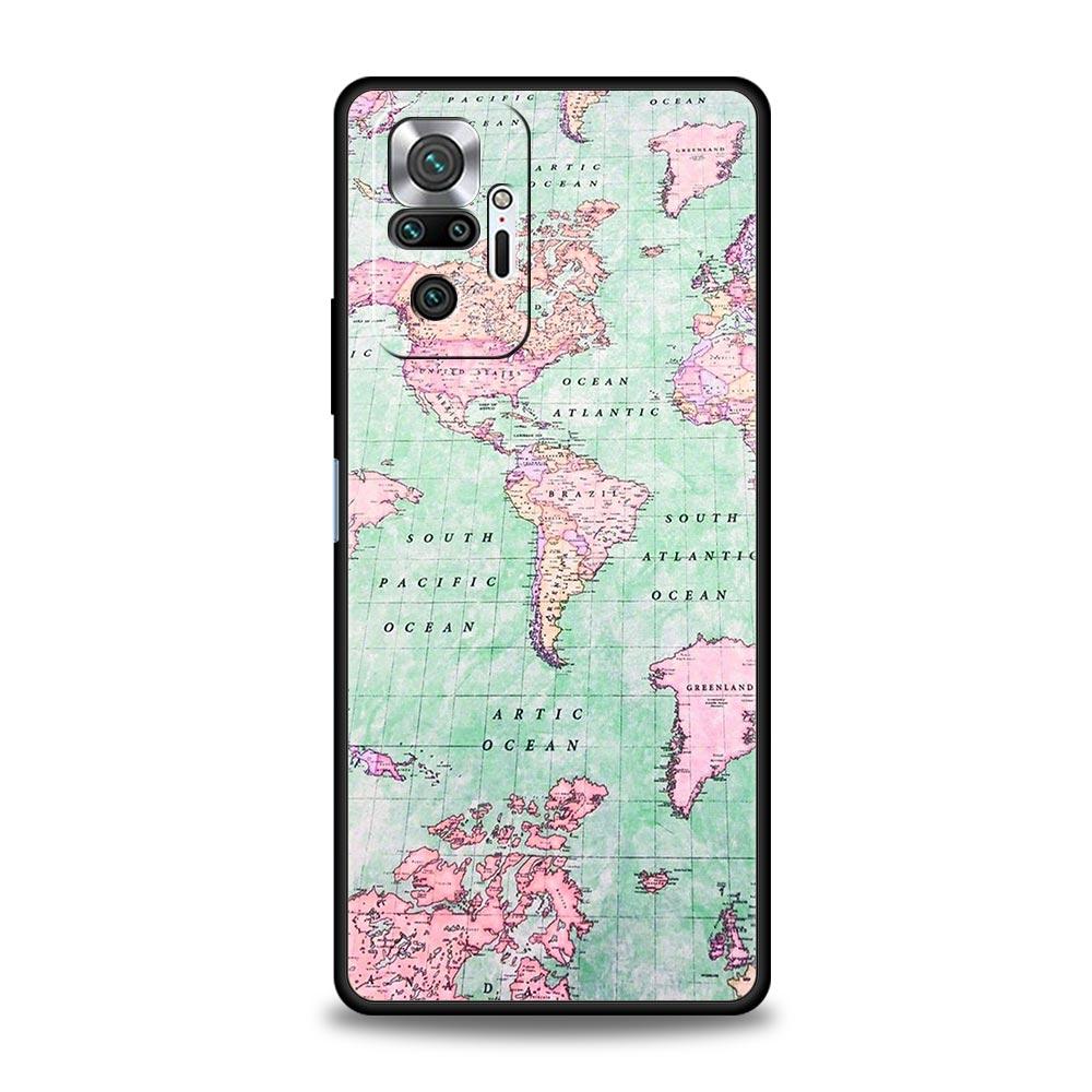 Airplane World Map Travel For Xiaomi Redmi Note 11 10 9 8 Pro Phone Case 10S 9S 7 8T 9T 9A 8A 9C K50 K40 Gaming 11T 5G Cover