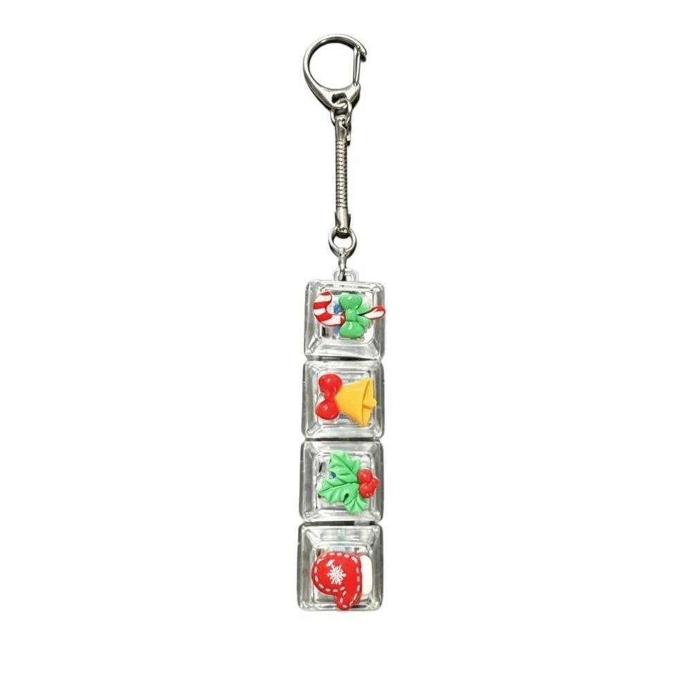Transparent Dual-Tone Decompression Button Toy 4-Key X-mas Keyboard Keychain Desktop Decoration