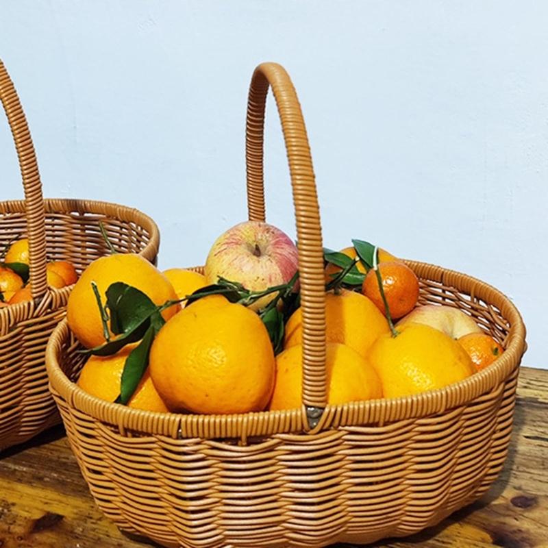 Плетеная корзина с цветами Практичная корзина для хранения яиц и фруктов Цветочные корзины с ручкой Элегантные украшения для женщин и девочек