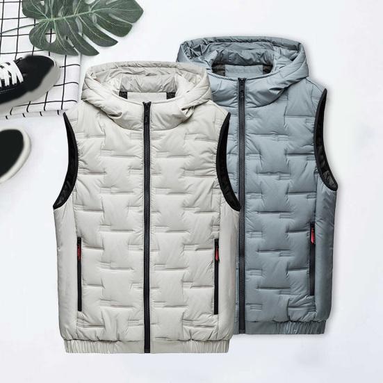 Мужской зимний жилет с подкладкой, однотонный утепленный теплый жилет без рукавов с капюшоном, повседневный ветрозащитный зимний жилет больших размеров для свиданий
