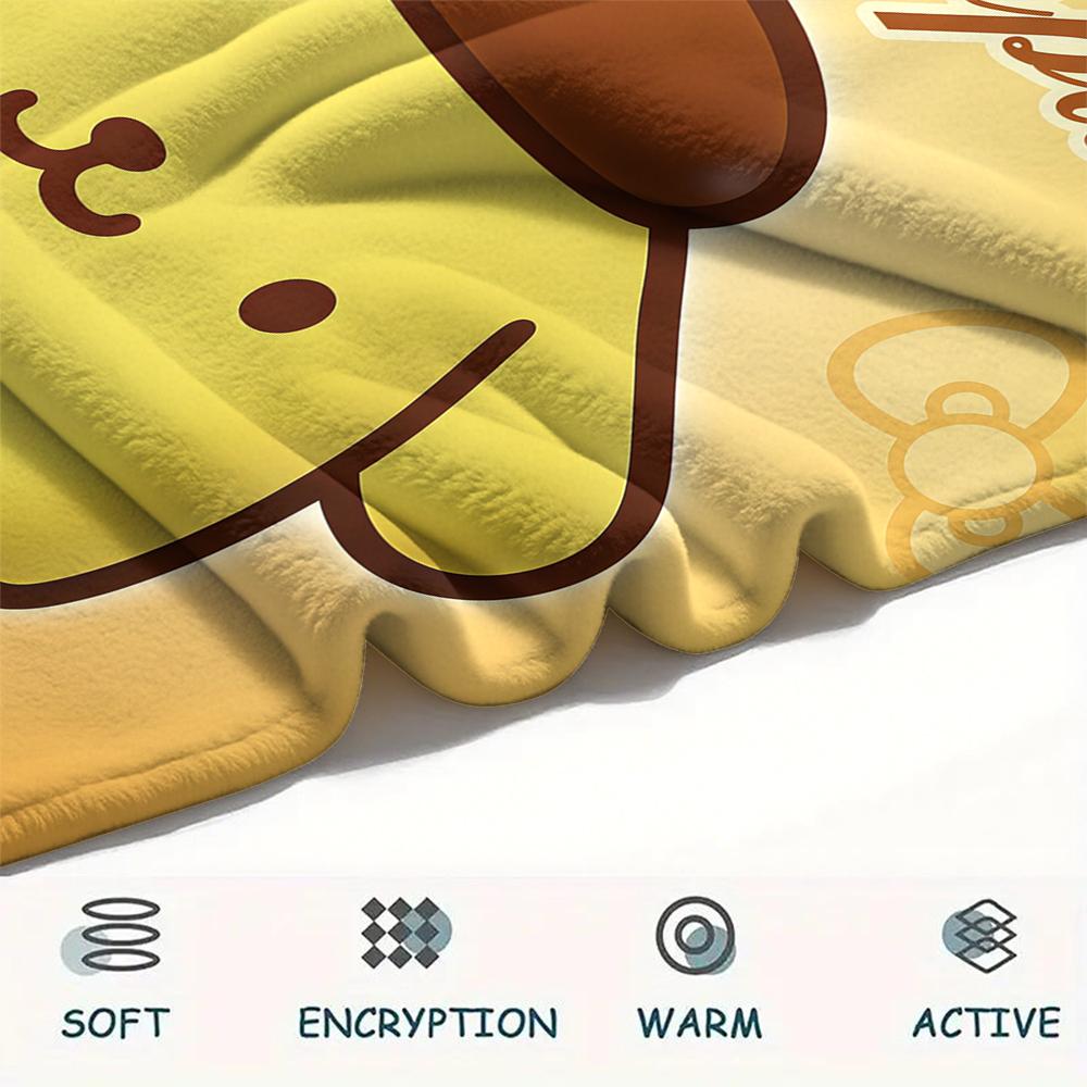 1 шт. Фланелевое одеяло с принтом Pompompurin, Высокое качество, Для всех сезонов, Декор для дома, Тепло и уют, Идеально для Рождественских подарков