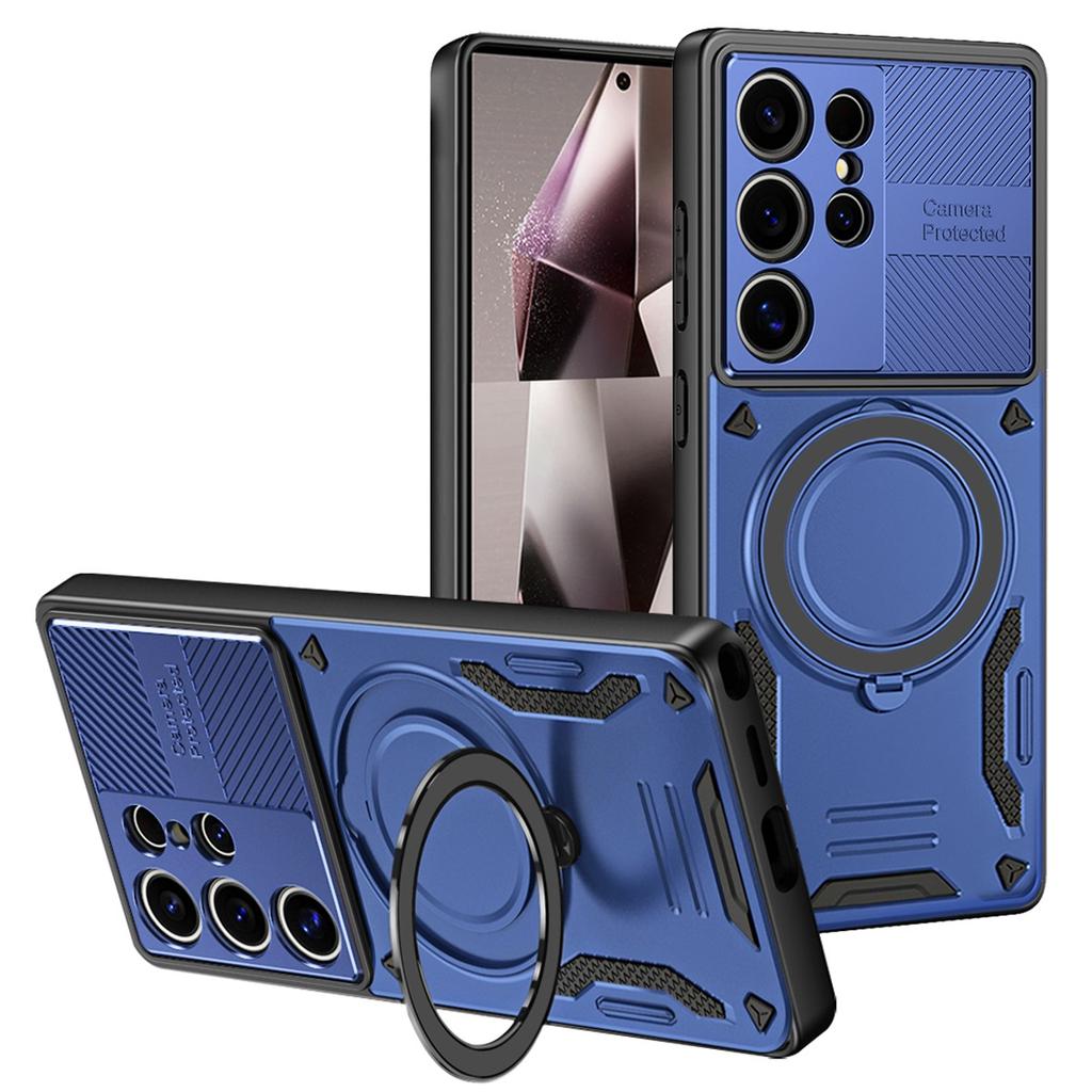 For Samsung Galaxy S23 Ultra Magnetic Case Shockproof TPU + PC Phone Back Cover with Kickstand