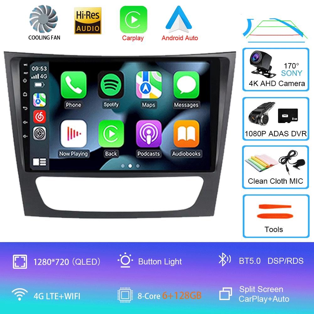 Для Mercedes-Benz E-класса W211/CLS-класса 2005-2008 2din Автомагнитола Android 14 Автомобильный мультимедийный плеер GPS WIFI Carplay DSP Монитор