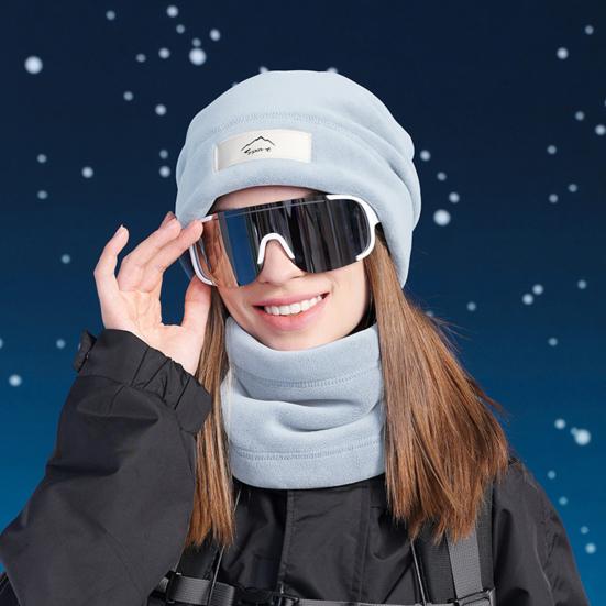 2 Pcs/Set Unisex Winter Scarf Hat Set Thick Knitted Warm Anti-slip Elastic Ear Protecting Windproof Cap Winter Outdoor Cycling Skiing Neck Warmer Cap