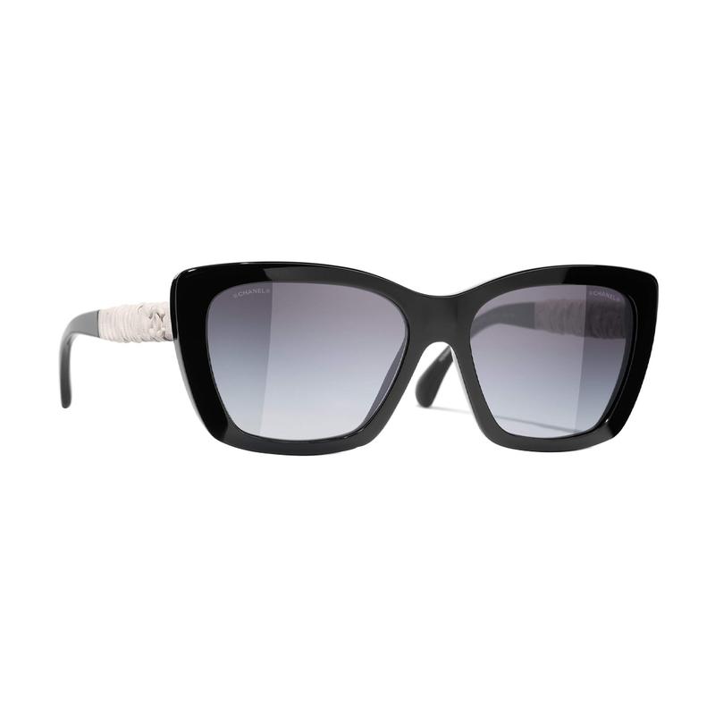 CHANEL Personalized simple fashion trend acetate frame butterfly sunglasses women's black