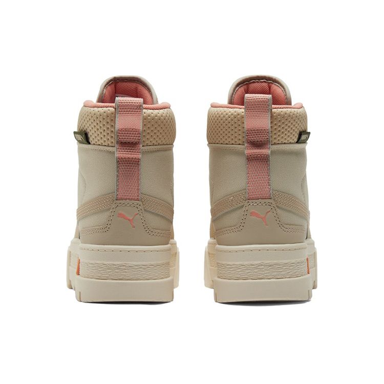 Puma Mayze Mid Safari Fabric Leather Casual High-Top Sneakers Women Sneakers Off-White 383688-01