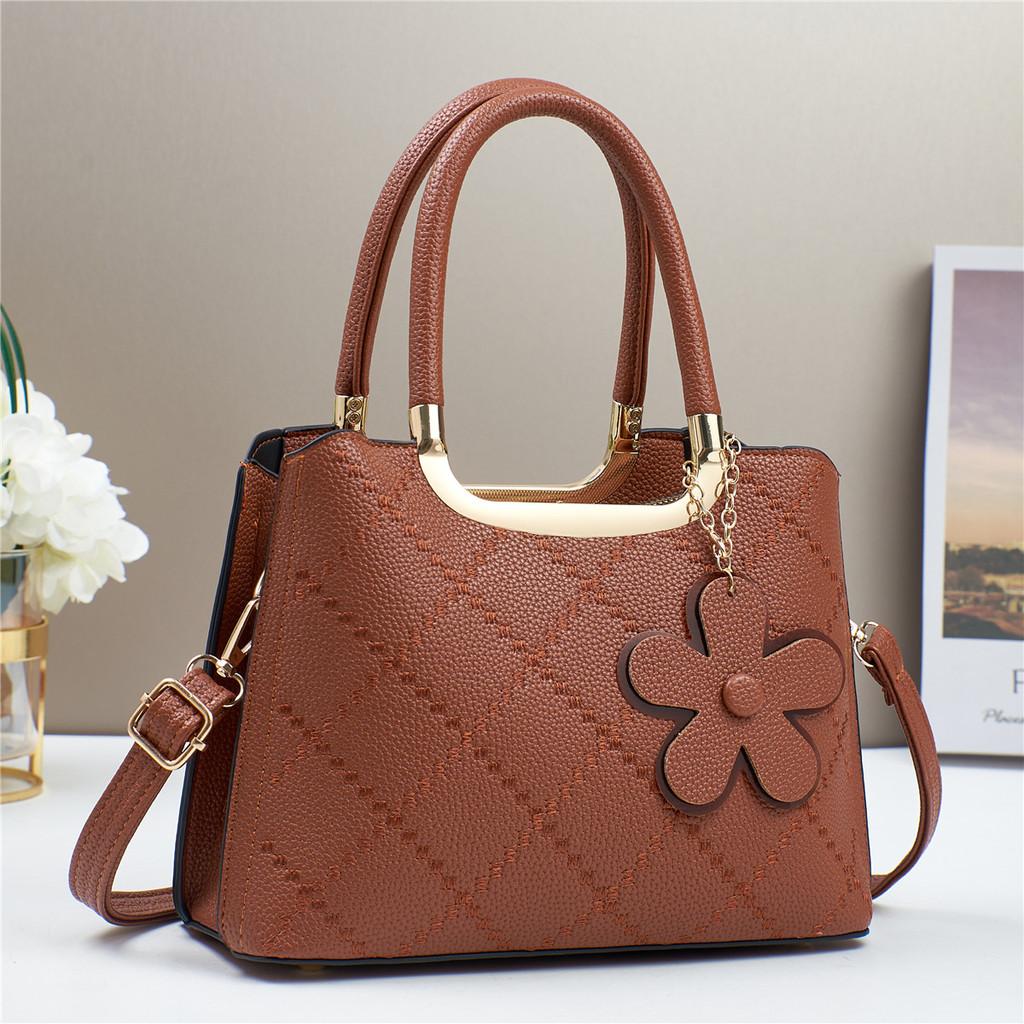 Trendy Color Block Handbag For Women 2024 Spacious Pu Shoulder Bag For Daily Use