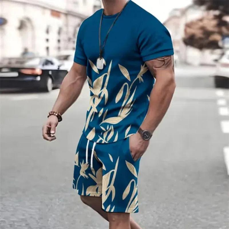 Летний мужской комплект с коротким рукавом в морском стиле с принтом якоря, комплект с короткими рукавами и шортами, мужская футболка с круглым вырезом