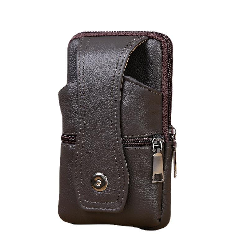 Новая мужская водонепроницаемая поясная сумка из коровьей кожи для мобильного телефона и кошелек для монет